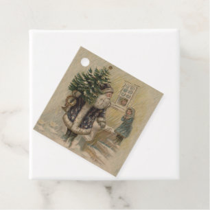 Vintage Santa Snow Christmas Tree Favour Tags