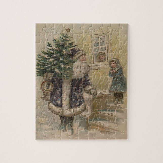 Vintage Santa Snow Christmas Tree Jigsaw Puzzle (Vertical)