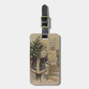 Vintage Santa Snow Christmas Tree Luggage Tag