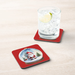 Vintage Santa Snowglobe Hard plastic coaster