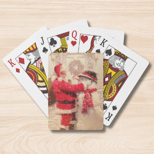 Vintage Santa Snowman Christmas Game Night Playing Cards