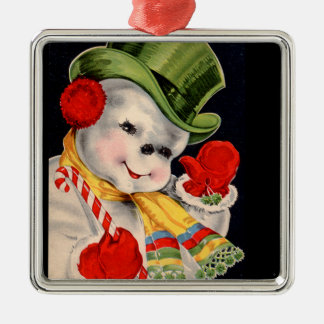 Vintage Santa Snowman Christmas Metal Tree Decoration