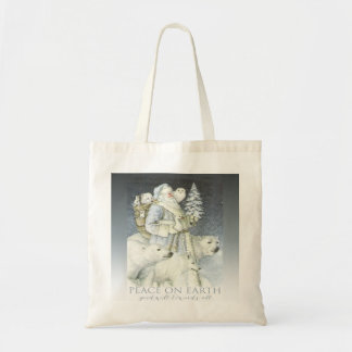 Vintage Santa Snowy Forest Winter Animals Tote Bag