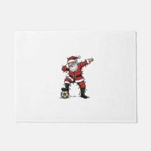 Vintage Santa Soccer Christmas Sports Shirt_1 Doormat