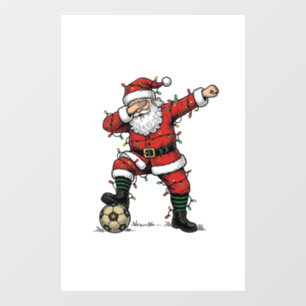 Vintage Santa Soccer Christmas Sports Shirt_1 Window Cling