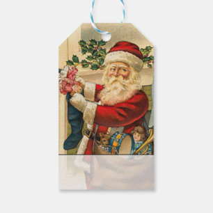 Vintage Santa Stuffs Stockings Christmas Gift Tags