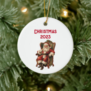 Vintage Santa Traditional Christmas Ceramic Tree Decoration