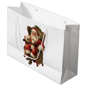 Vintage Santa Traditional Christmas Large Gift Bag