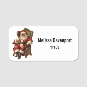 Vintage Santa Traditional Christmas Name Tag