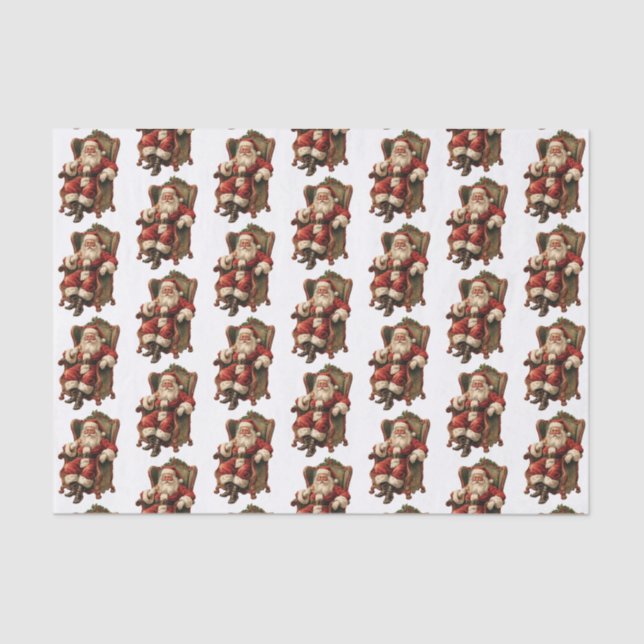  Vintage Santa Traditional Christmas Pattern Tissue Paper (Front)