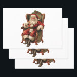 Vintage Santa Traditional Christmas Wrapping Paper Sheet<br><div class="desc">Wrapping paper sheets with a vintage style image featuring classic Santa Claus sitting in an old-fashioned arm chair. Lovely traditional Christmas design.</div>
