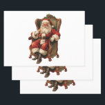 Vintage Santa Traditional Christmas Wrapping Paper Sheet<br><div class="desc">Wrapping paper sheets with a vintage style image featuring classic Santa Claus sitting in an old-fashioned arm chair. Lovely traditional Christmas design.</div>