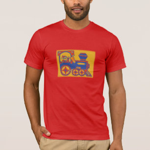Vintage Santa Train Block Print T-Shirt