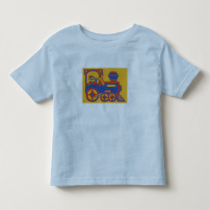 Vintage Santa Train Block Print Toddler T-Shirt