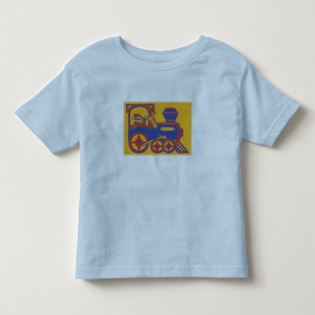 Vintage Santa Train Block Print Toddler T-Shirt (Front)