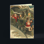 Vintage Santa Train Christmas Card<br><div class="desc">Vintage Christmas Train card! Victorian Santa Christmas Cards. Christmas Greetings for the people you love. Easy to customise! Christmas Cards. Money Holders.</div>