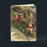 Vintage Santa Train Christmas Card<br><div class="desc">Vintage Christmas Train card! Victorian Santa Christmas Cards. Christmas Greetings for the people you love. Easy to customise! Christmas Cards. Money Holders.</div>