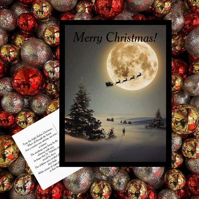 Vintage Santa Under Full Moon Flying Postcard (Creator Uploaded)