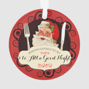Vintage Santa utensils foodie Christmas ornament
