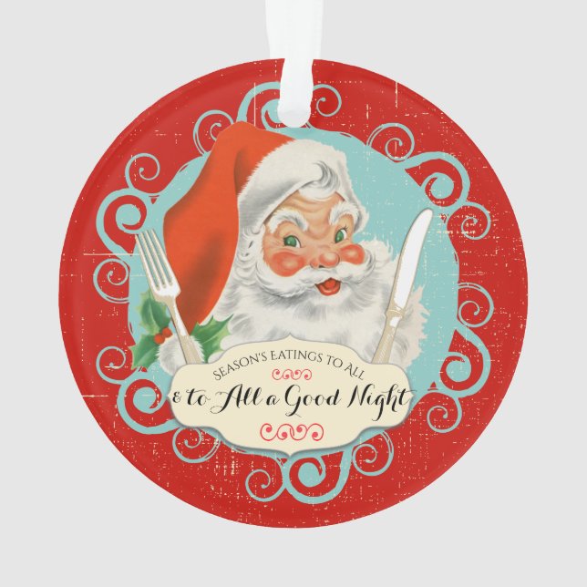 Vintage Santa utensils foodie culinary Christmas Ornament (Back)