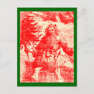 Vintage Santa Victorian Toile Christmas Holiday Postcard
