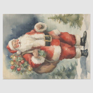 Vintage Santa Watercolor Decoupage Paper