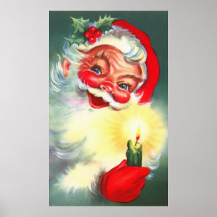 Vintage Santa with Candle Poster