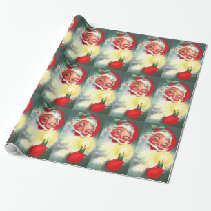 Vintage Santa with Candle Wrapping Paper