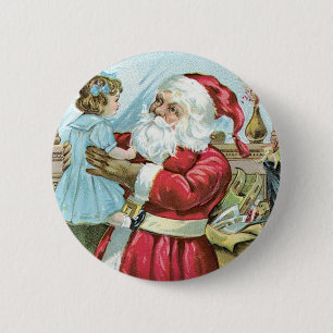Vintage Santa with Child 6 Cm Round Badge