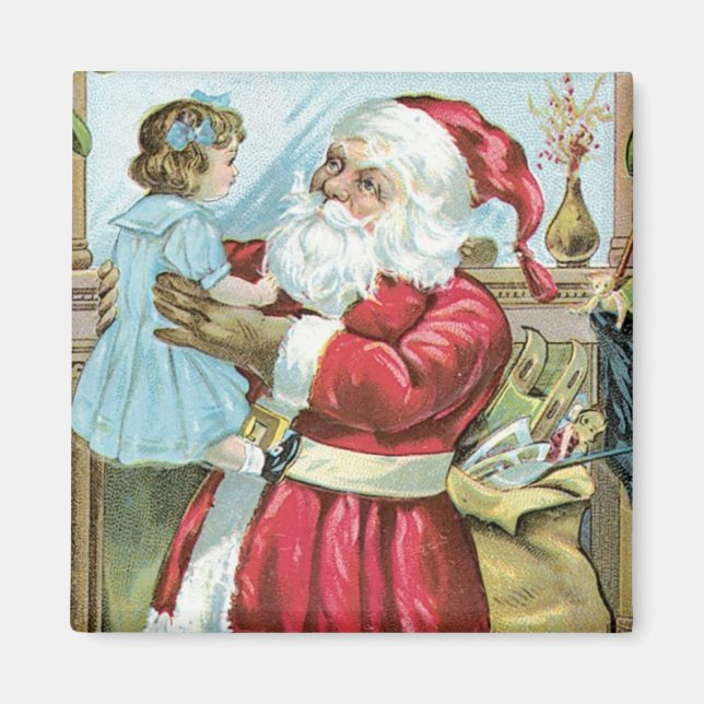 Vintage Santa with Child Magnet (Front)