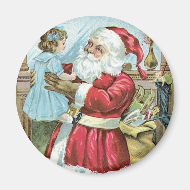 Vintage Santa with Child Magnet (Front)