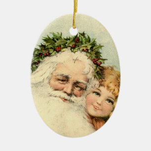 Vintage Santa With Child Ornament