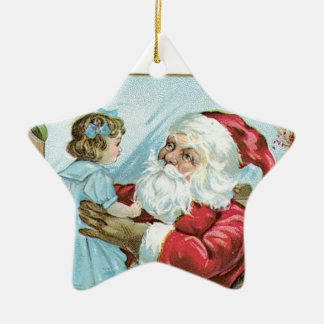 Vintage Santa with Child - star Ceramic Tree Decoration