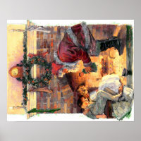 Vintage Santa with children poster