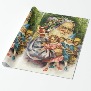 Vintage Santa with Dolls Wrapping Paper