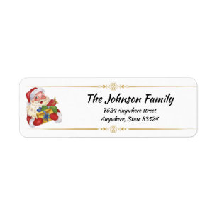 Vintage Santa with gifts Return Address label