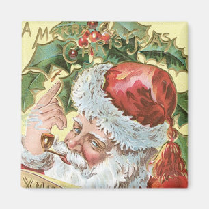 Vintage Santa with List Magnet