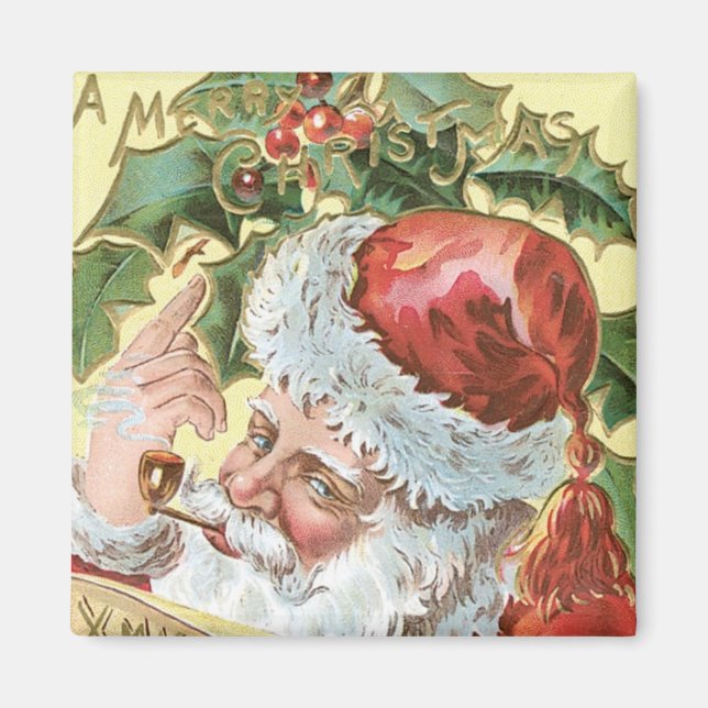 Vintage Santa with List Magnet (Front)