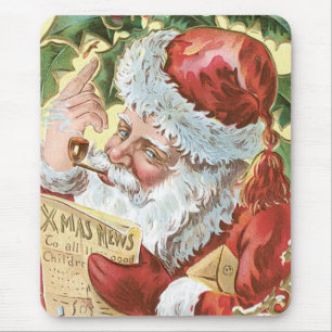 Vintage Santa with List Mouse Mat
