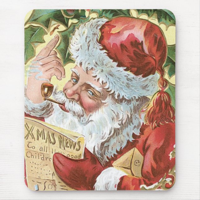 Vintage Santa with List Mouse Mat (Front)