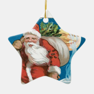 Vintage Santa with Moon Ceramic Tree Decoration