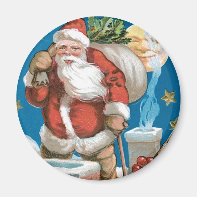 Vintage Santa with Moon Magnet (Front)