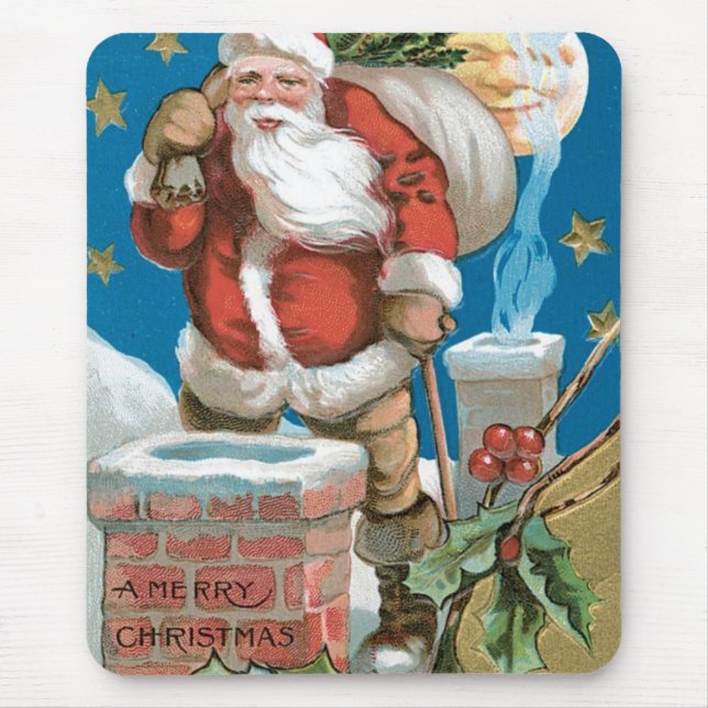 Vintage Santa with Moon Mouse Mat (Front)