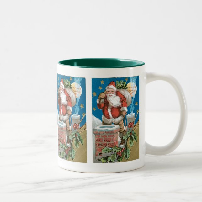 Vintage Santa with Moon Two-Tone Coffee Mug (Right)