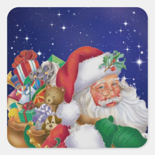 Vintage Santa with presents Christmas Sticker