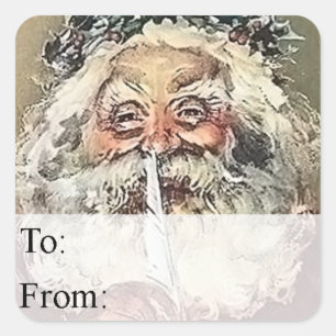 Vintage Santa with Quill Pen Gift Tag