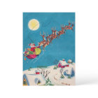 Vintage Santa With Reindeer Christmas Night