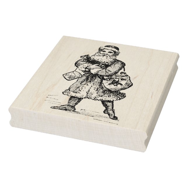 Vintage Santa with Sack of Presents Rubber Stamp (Stamp)