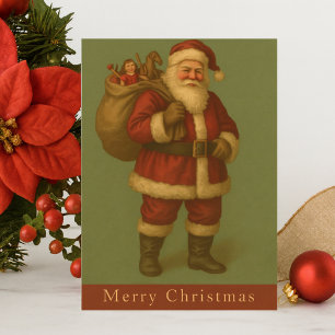 Vintage Santa with Toy Sack Christmas Postcard