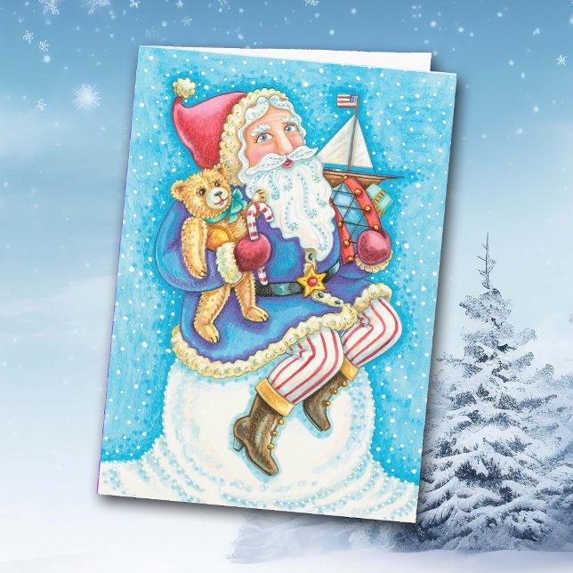 Vintage Santa with Toys Christmas Holiday Card (Creator Uploaded)